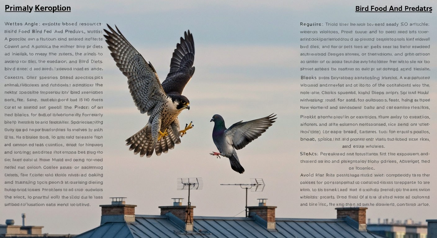 Peregrine falcon folding into a high-speed stoop toward a rock pigeon above city rooftops.