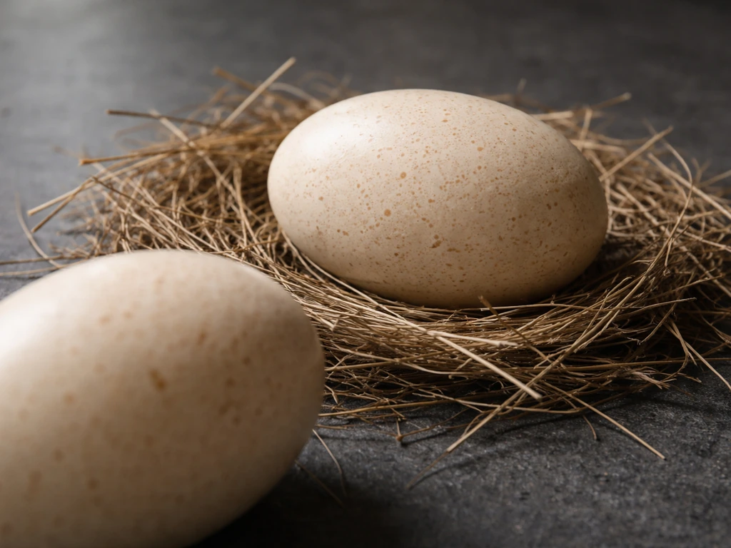 Realistic kiwi eggs on a dark backdrop with a cautionary, non-edible presentation